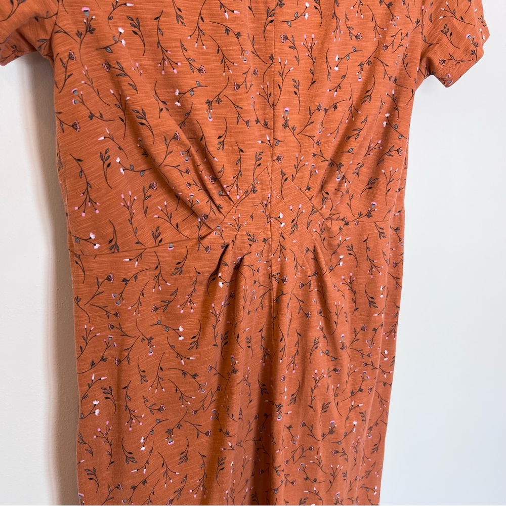 Duluth Trading Co. Women's Go-To T-Shirt Dress Floral Orange Small Stretch Shift - Picture 7 of 7